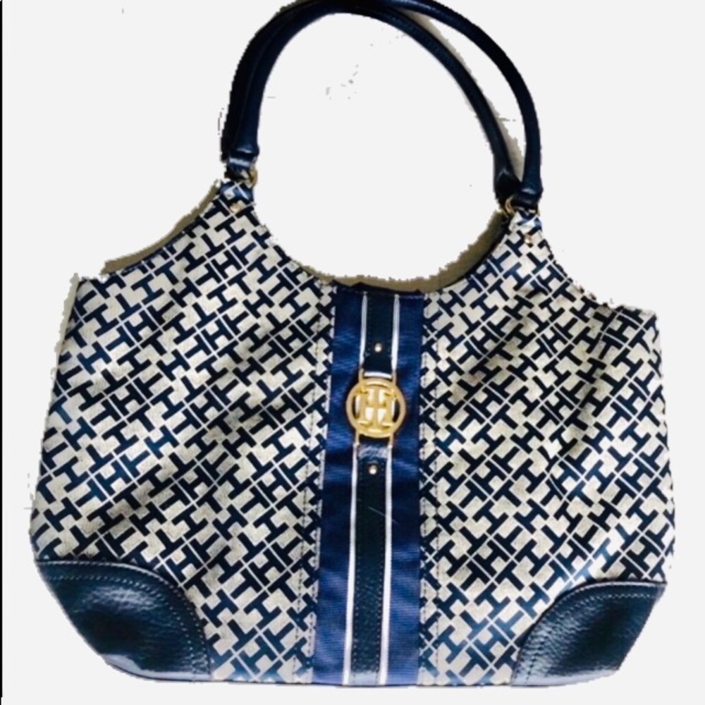 Tommy Hilfiger Navy Shoulder Bag Gold Hard…